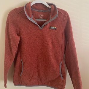 LL Bean Sweater Fleece Pullover Red
